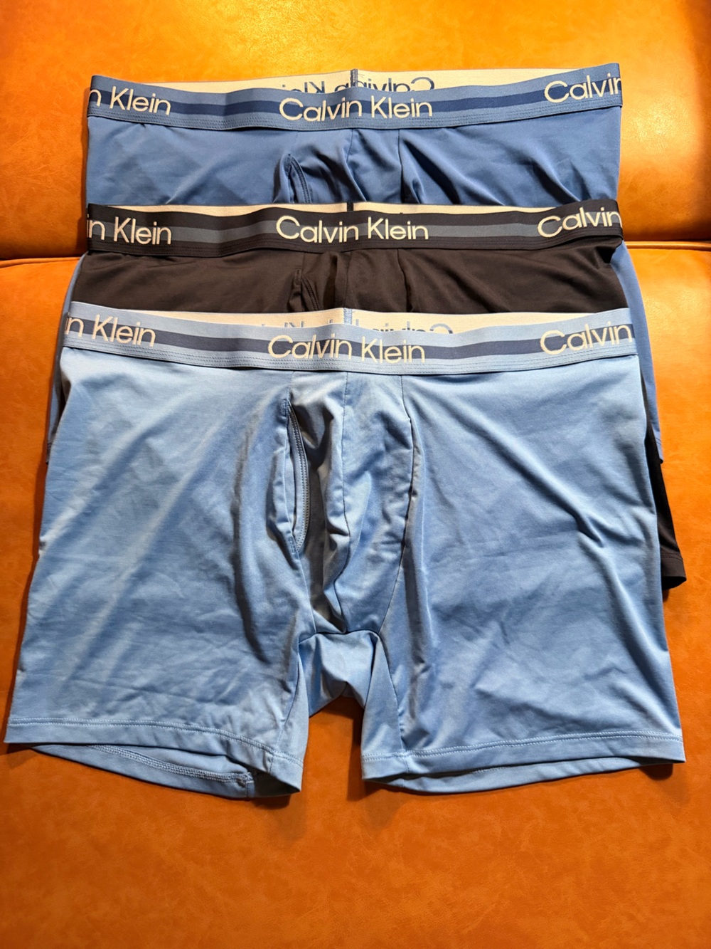 Calvin Klein Men’s Sky Blue and Navy Performance Boxer Shorts (3-Pack)